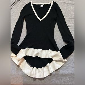 Small black and white v neck sweater